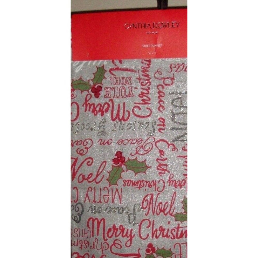 Cynthia Rowley Table Runner Beaded Christmas
